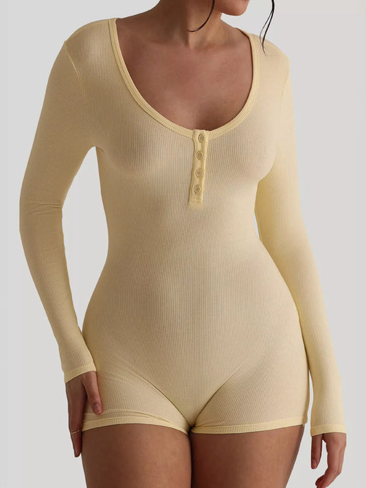 Ribbed Knit Long Sleeve Romper