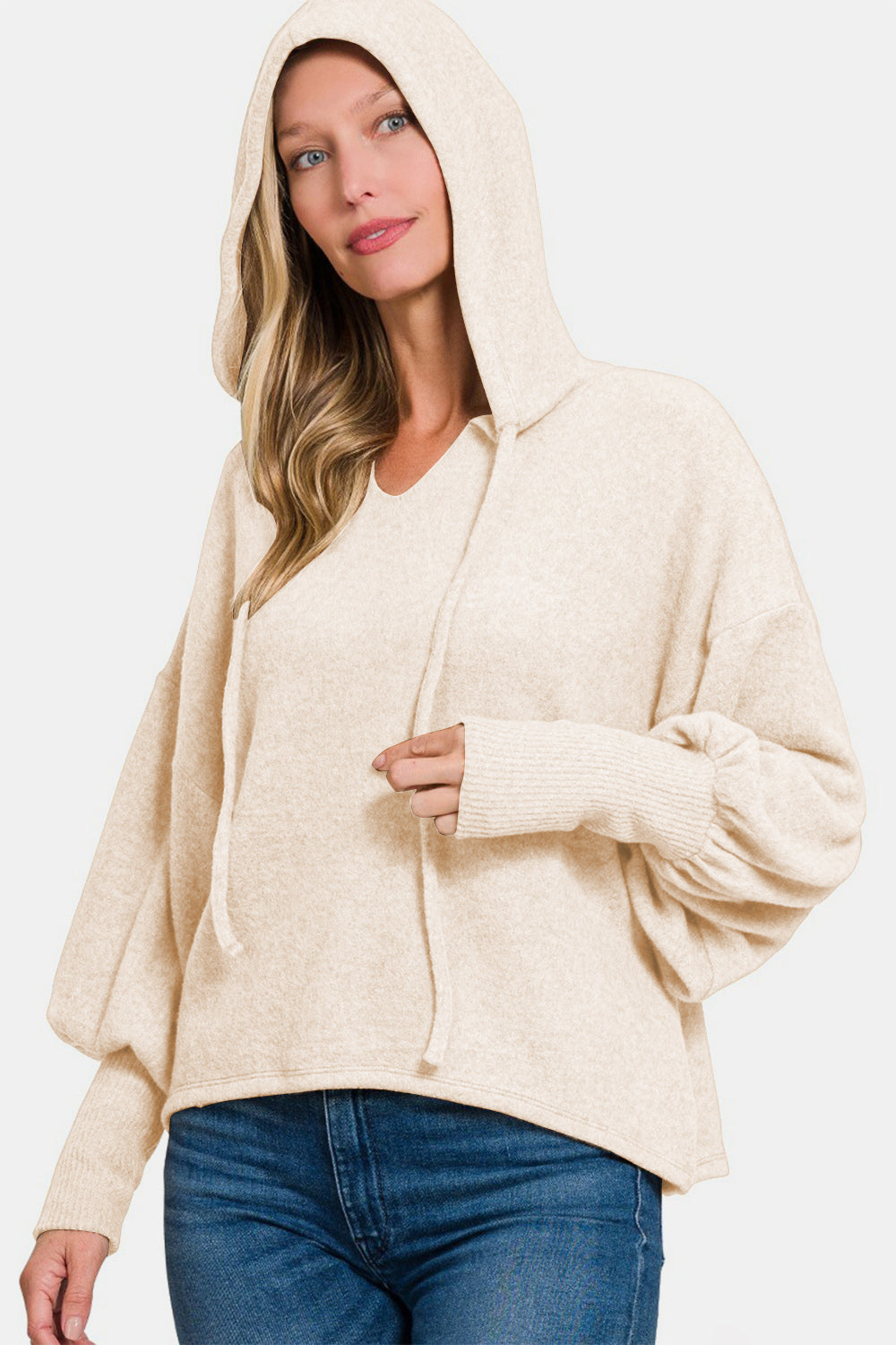 Back To School Sweater - Zenana Brushed Hacci Drop Shoulder Cropped Hoodie