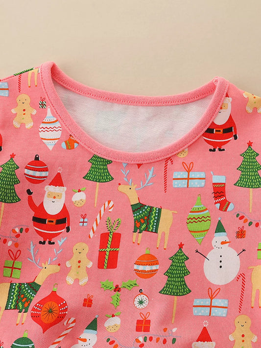 Children's Christmas Print Long Sleeve Dress