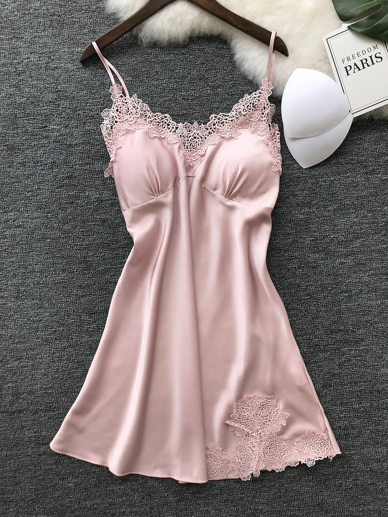Women Sexy Sling Home Nightdress Pink