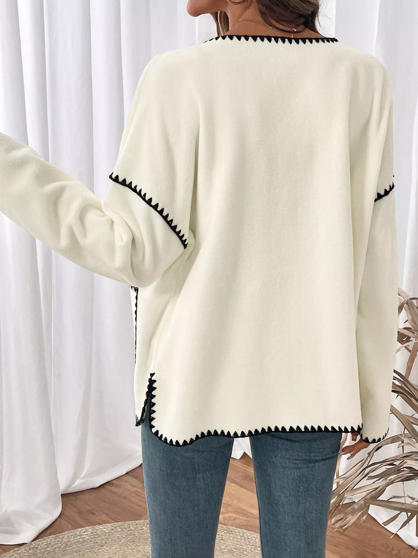 Contrast Trim Button Up Jacket