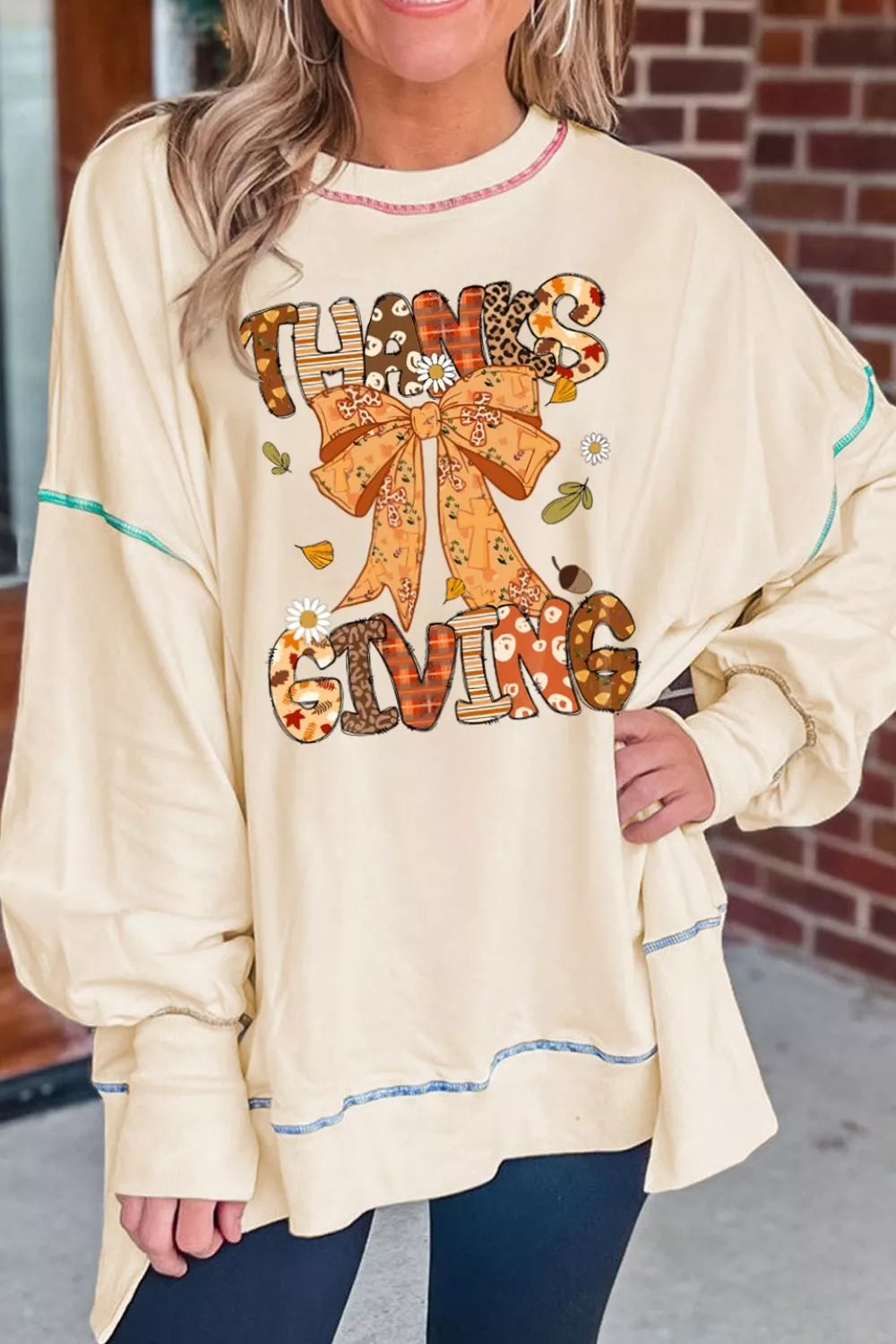 Thanksgiving Graphic Crew Neck Sweatshirt