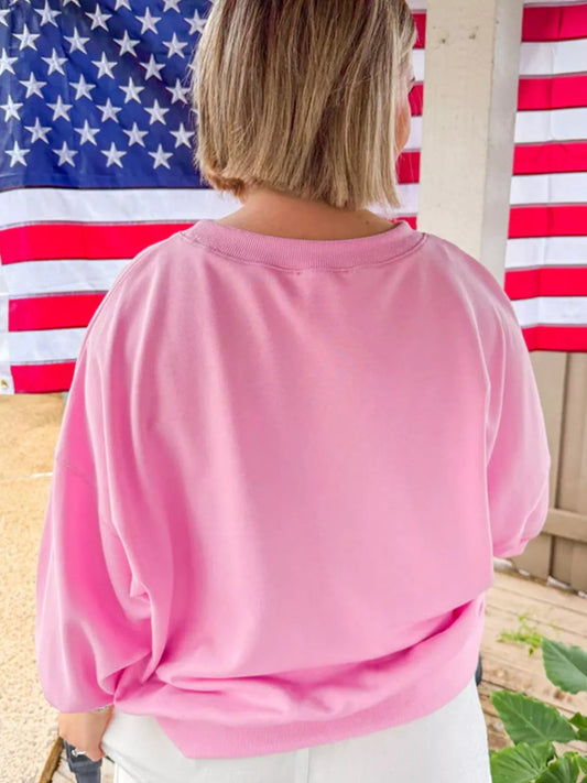 USA Map Patched Long Sleeve Sweatshirt