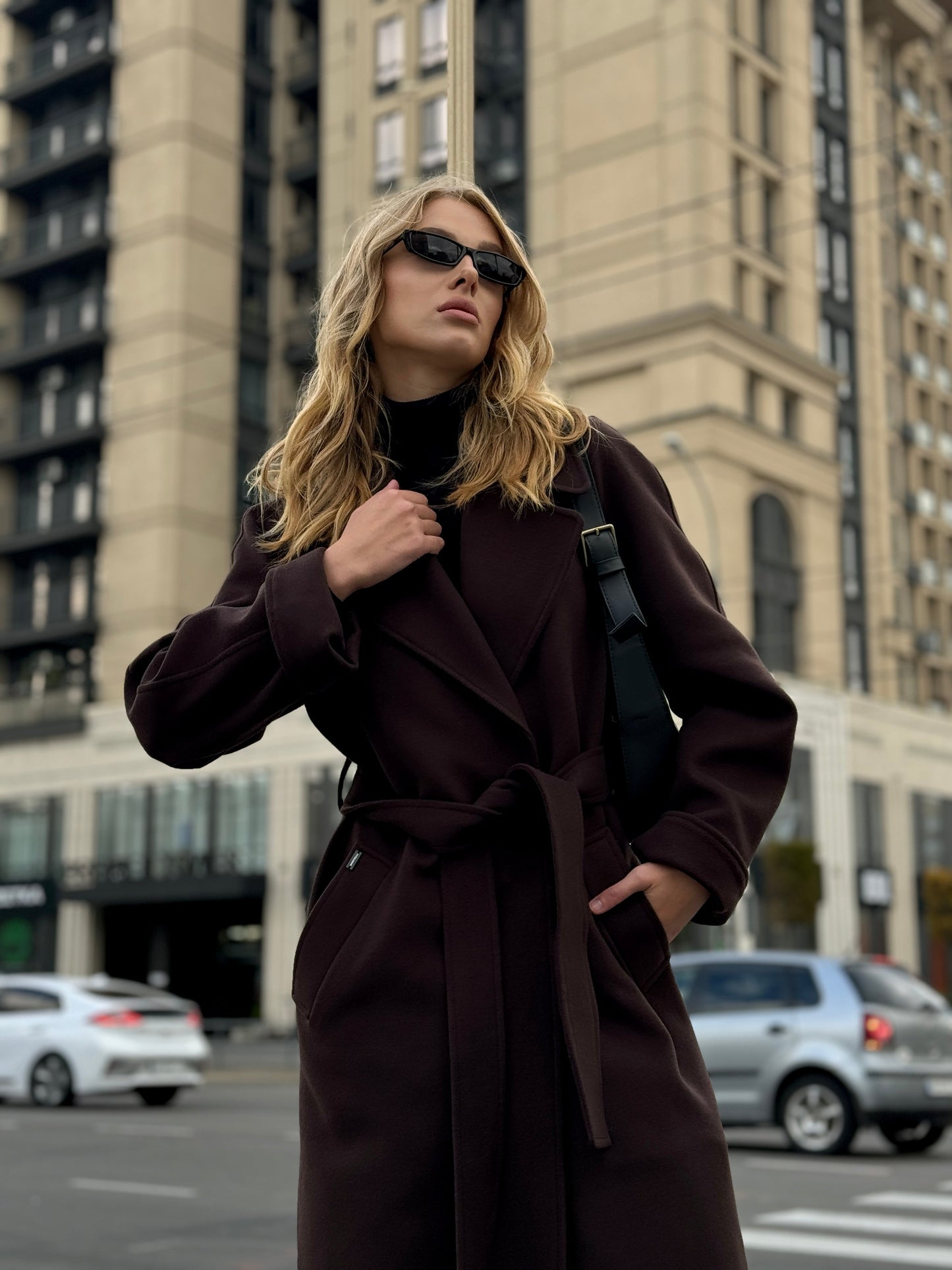 Emily Classic Wool Blend Overcoat in Rich Chocolate