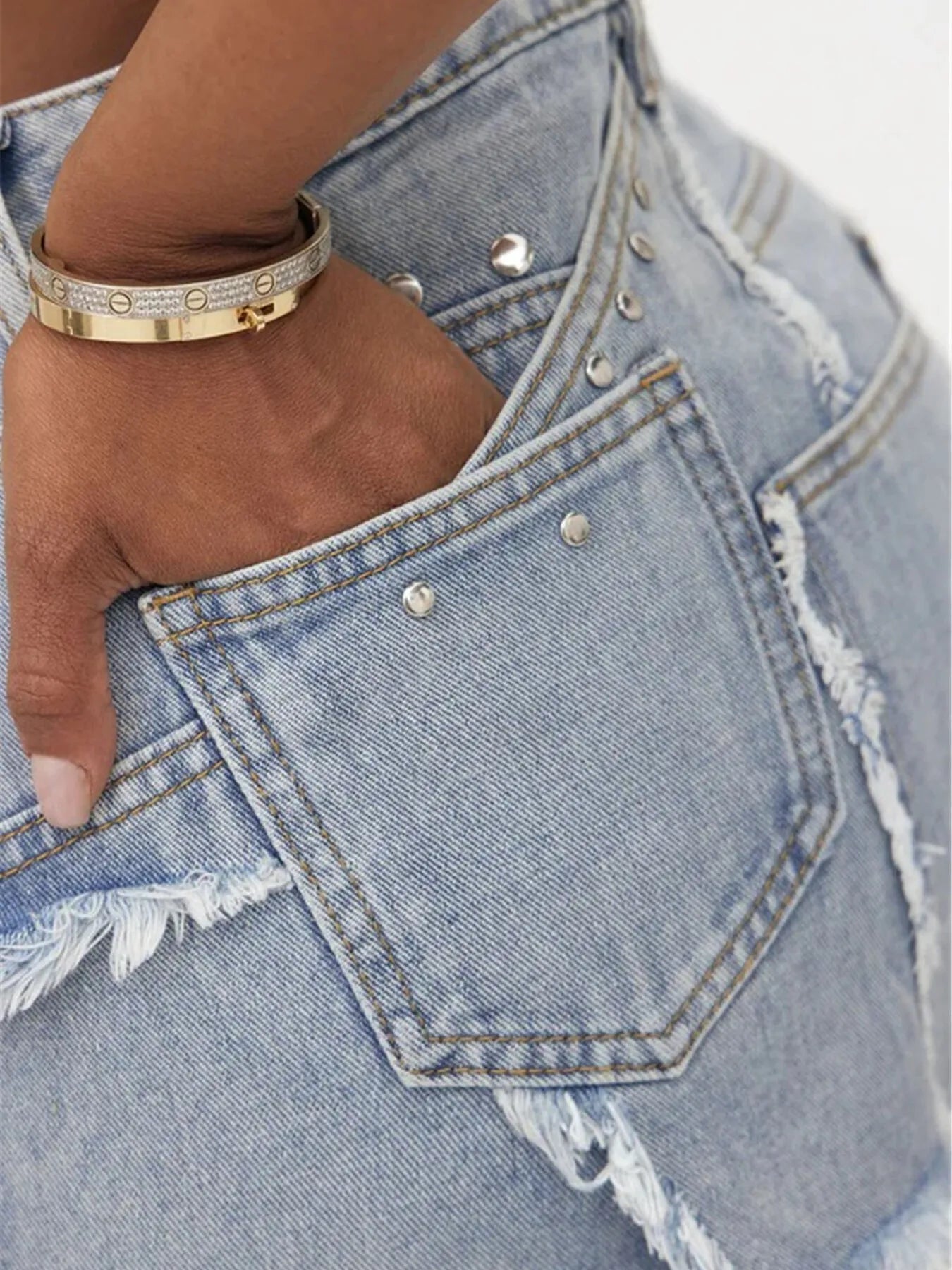 Raw Hem Denim Mini Skirt