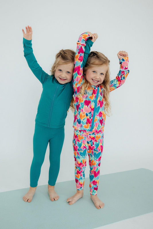 Turbo Teal Full-Zip Ruffle Active Jacket