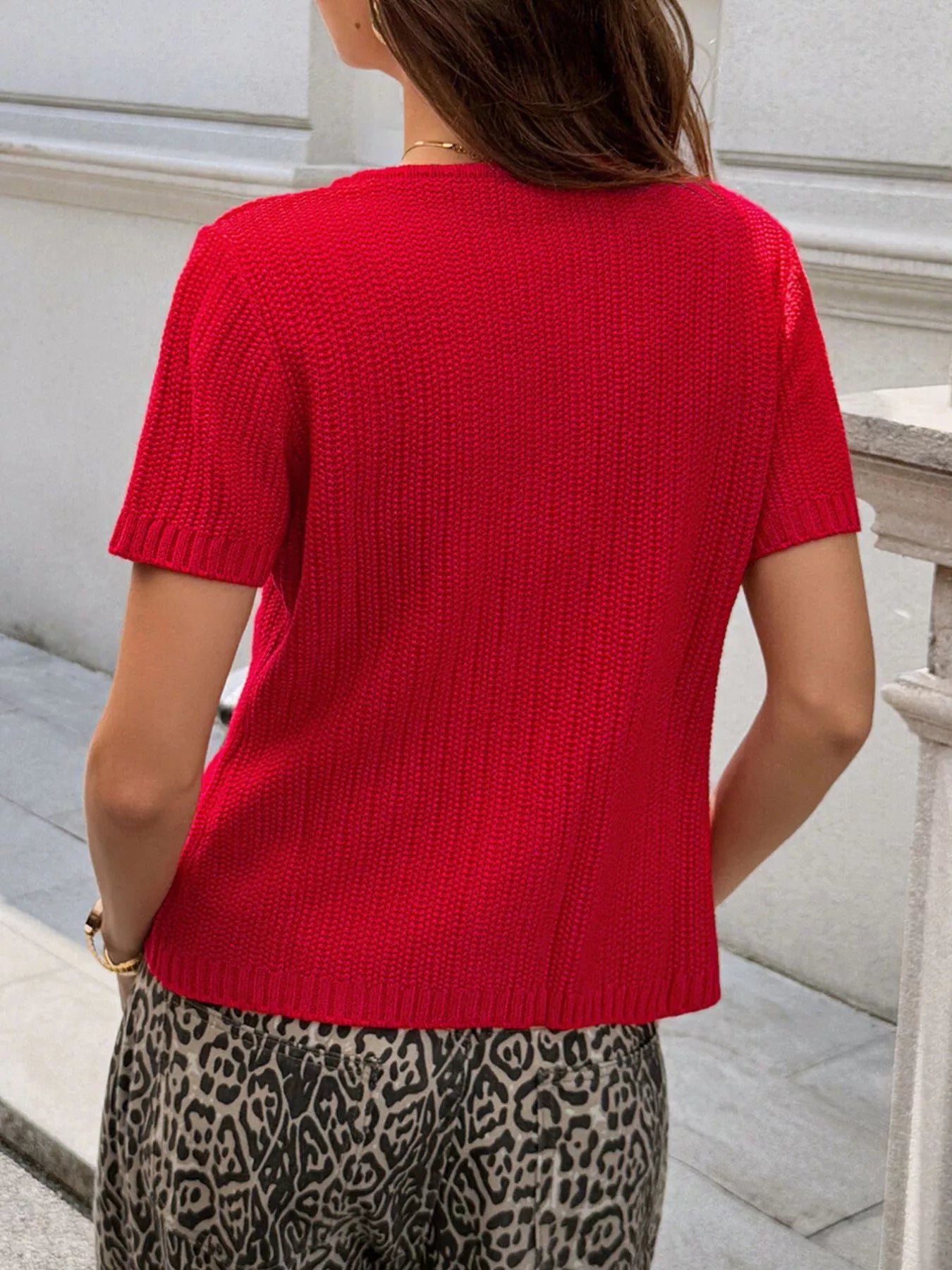 Button Down Short Sleeve Cardigan