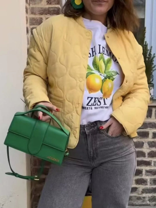 Quilted Lightweight Snap Down Puffer Jacket