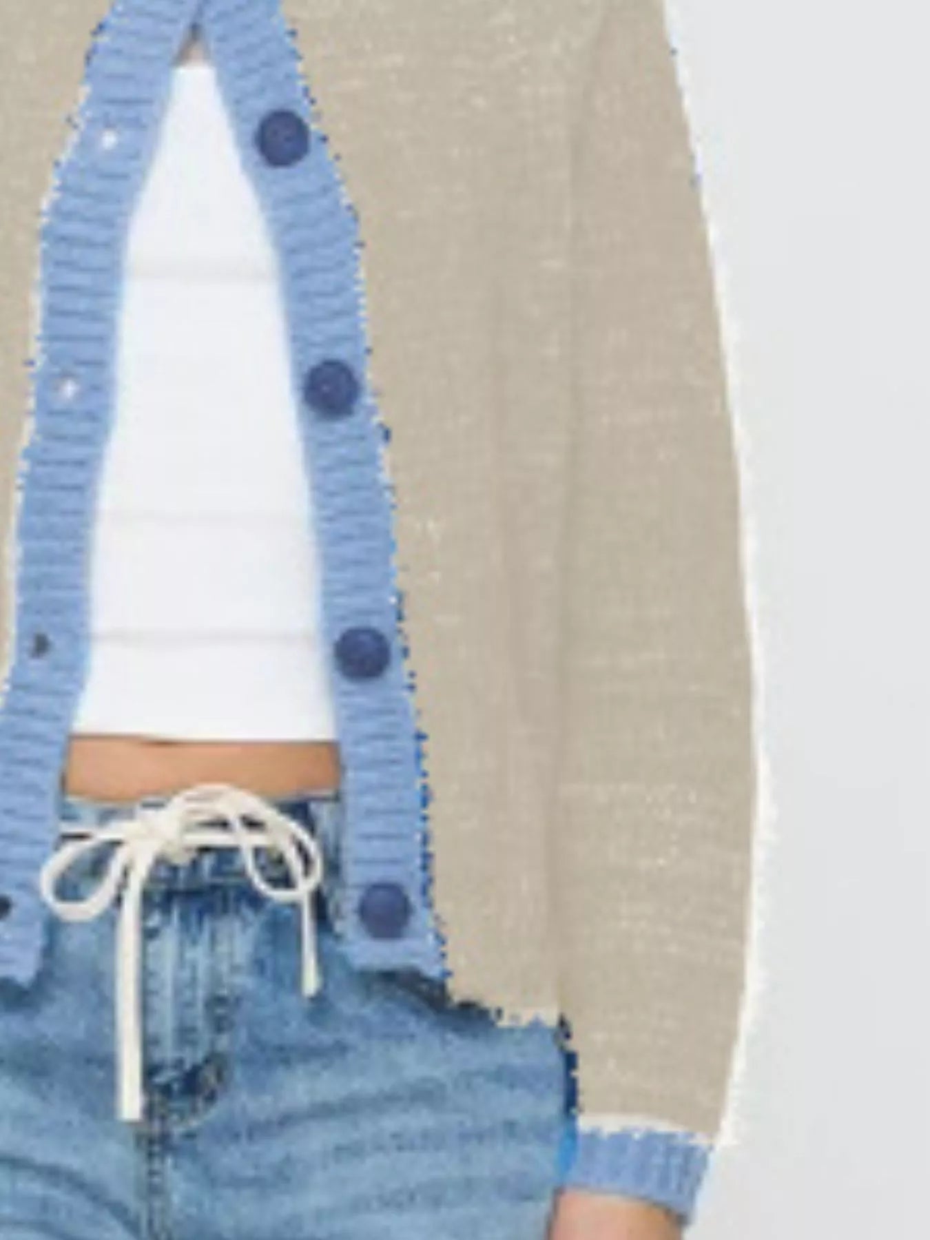 Contrast Trim Button-Up Cardigan