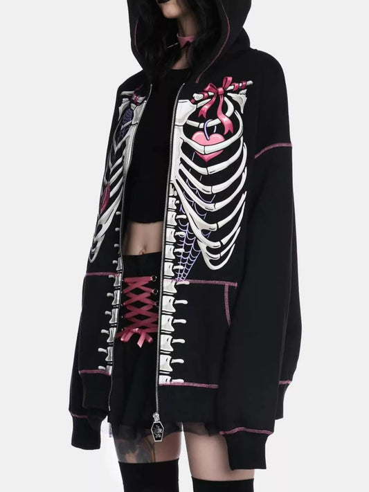 Halloween Zip-Up Drawstring Hoodie