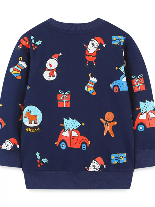 Children's Christmas Print Crew Neck Sweatshirt