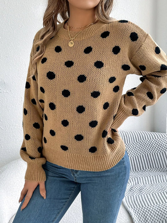 Polka Dot Round Neck Sweater