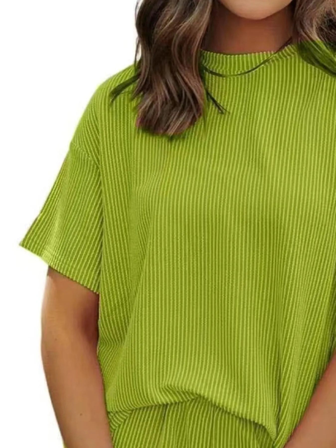 Full Size Ribbed Short Sleeve Top and Shorts Two-Piece Set Plus Size