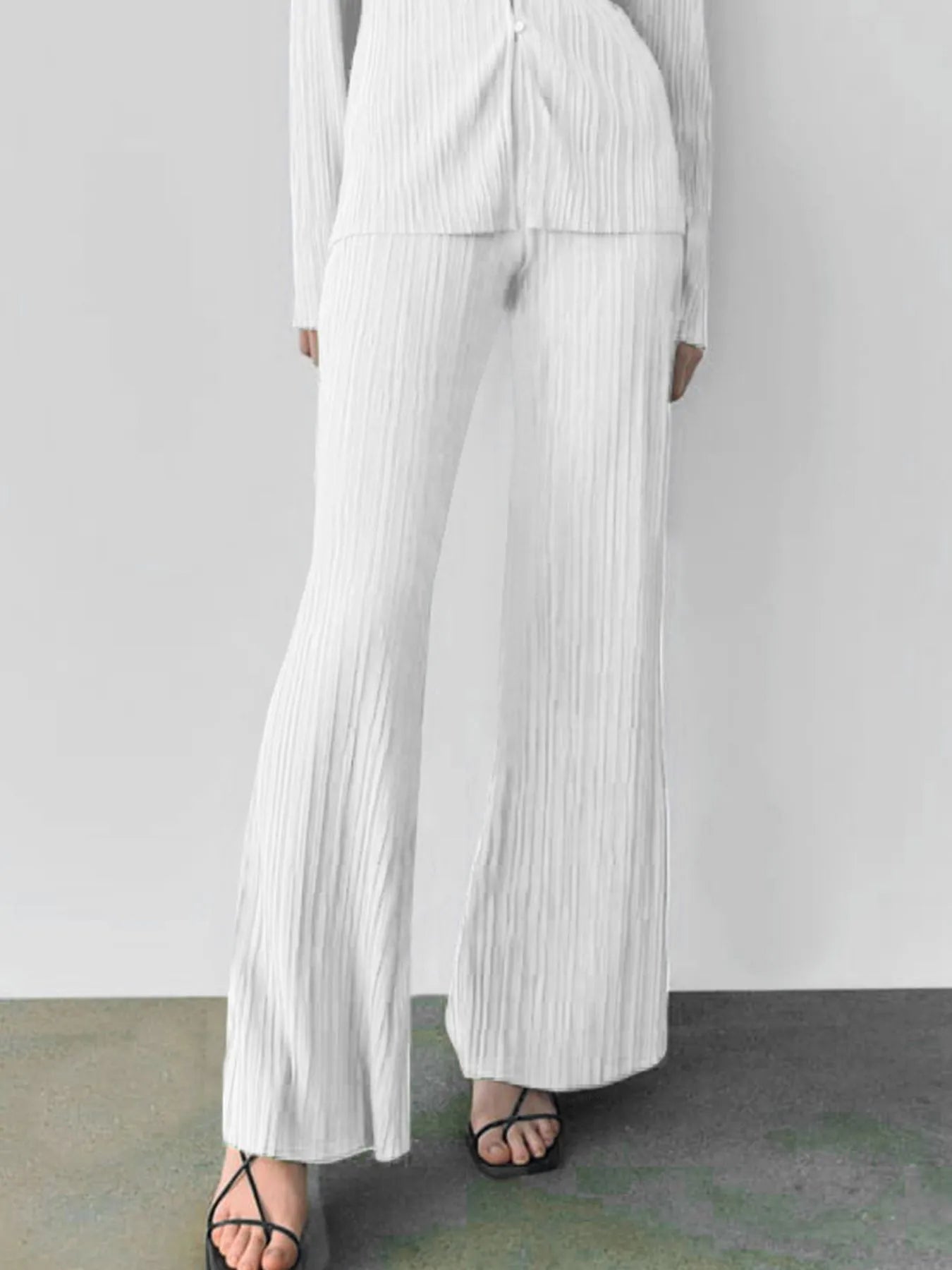 Texture Long Sleeve Top and Pants Lounge Set