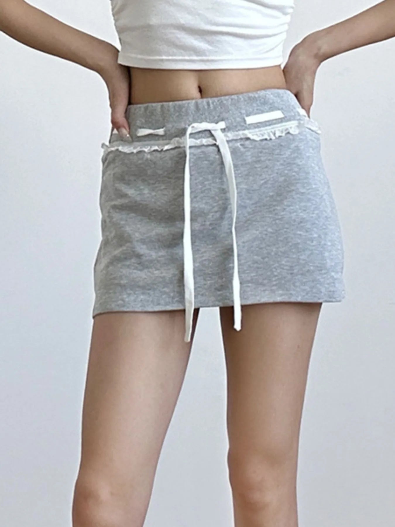 Casual Drawstring Mini Skirt