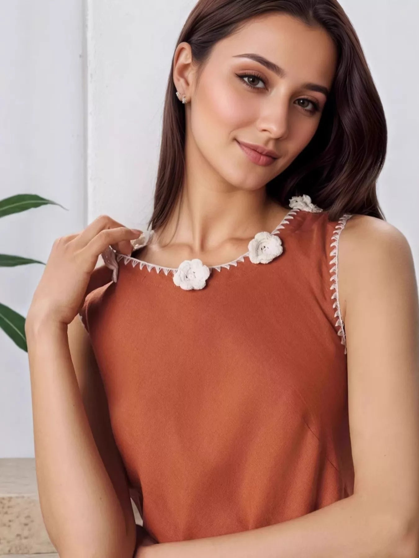 Slit Round Neck Sleeveless Midi Tank Dress