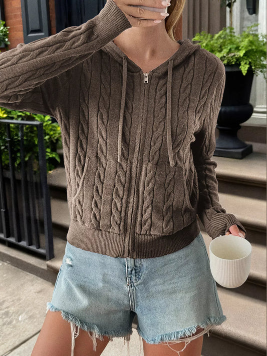 Cozy Cable-Knit Zip-Up Cardigan