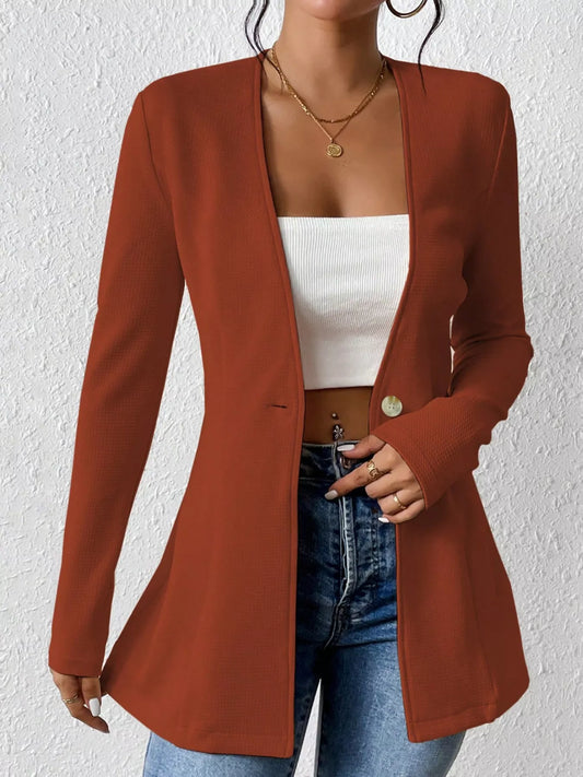 One Button Long Sleeve Blazer