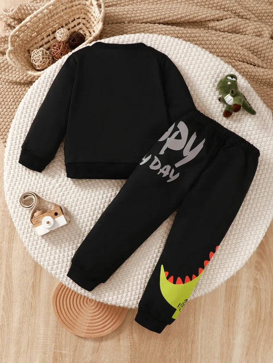 Children's Dinosaur Graphic Sweatshirt and Pants Set
