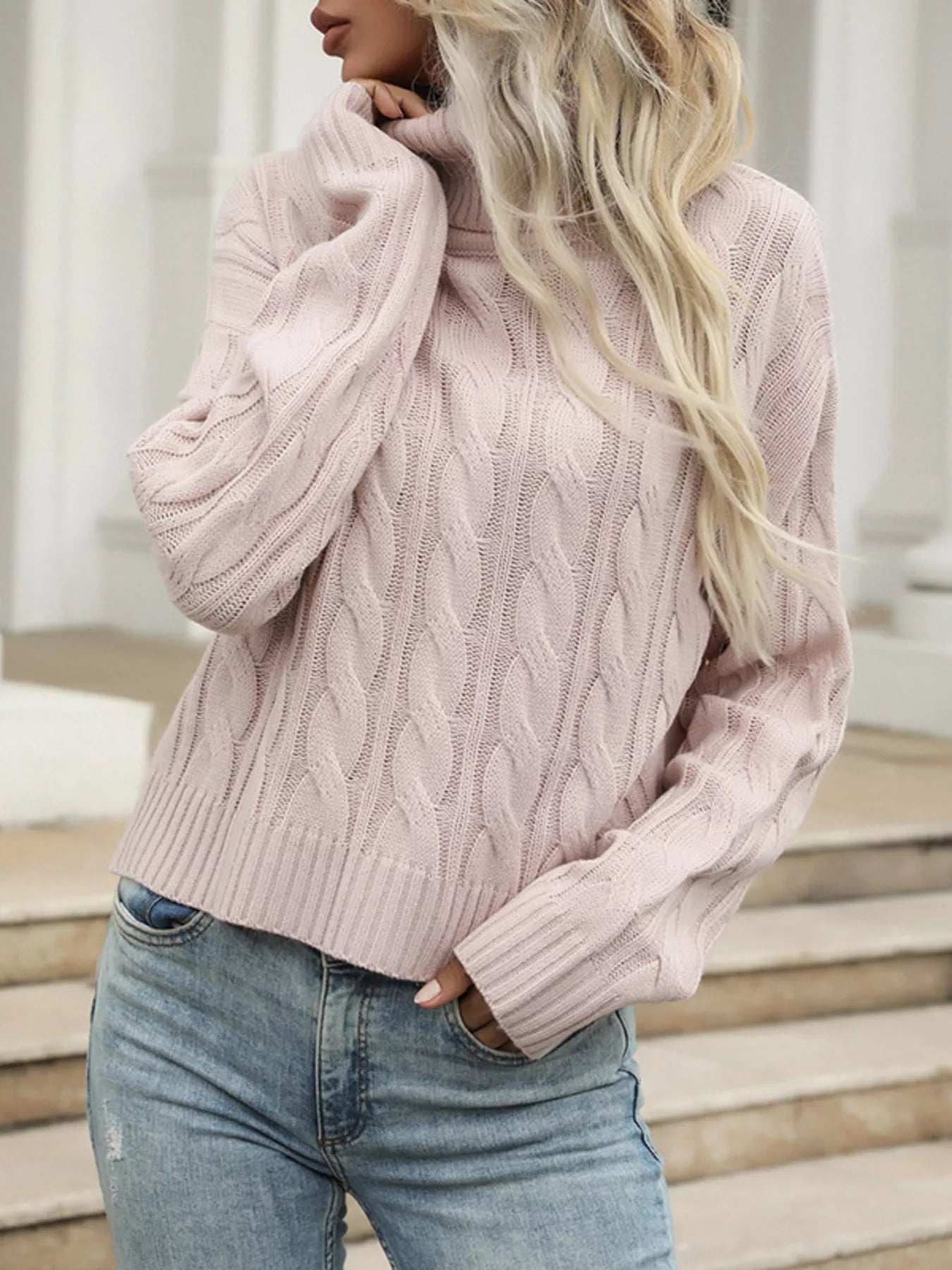 Cable Knit Turtleneck Sweater