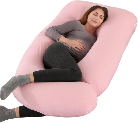 Full Body Pregnancy Pillow 57 Inch Maternity Support Pillow Jersey Knit Jersey Knit Cotton-pink