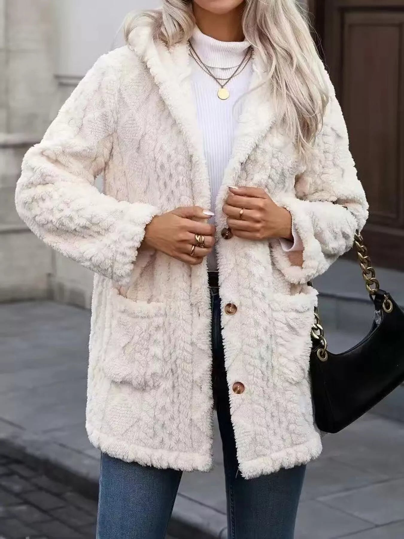 Cozy Button Up Hooded Fleece Outerwear