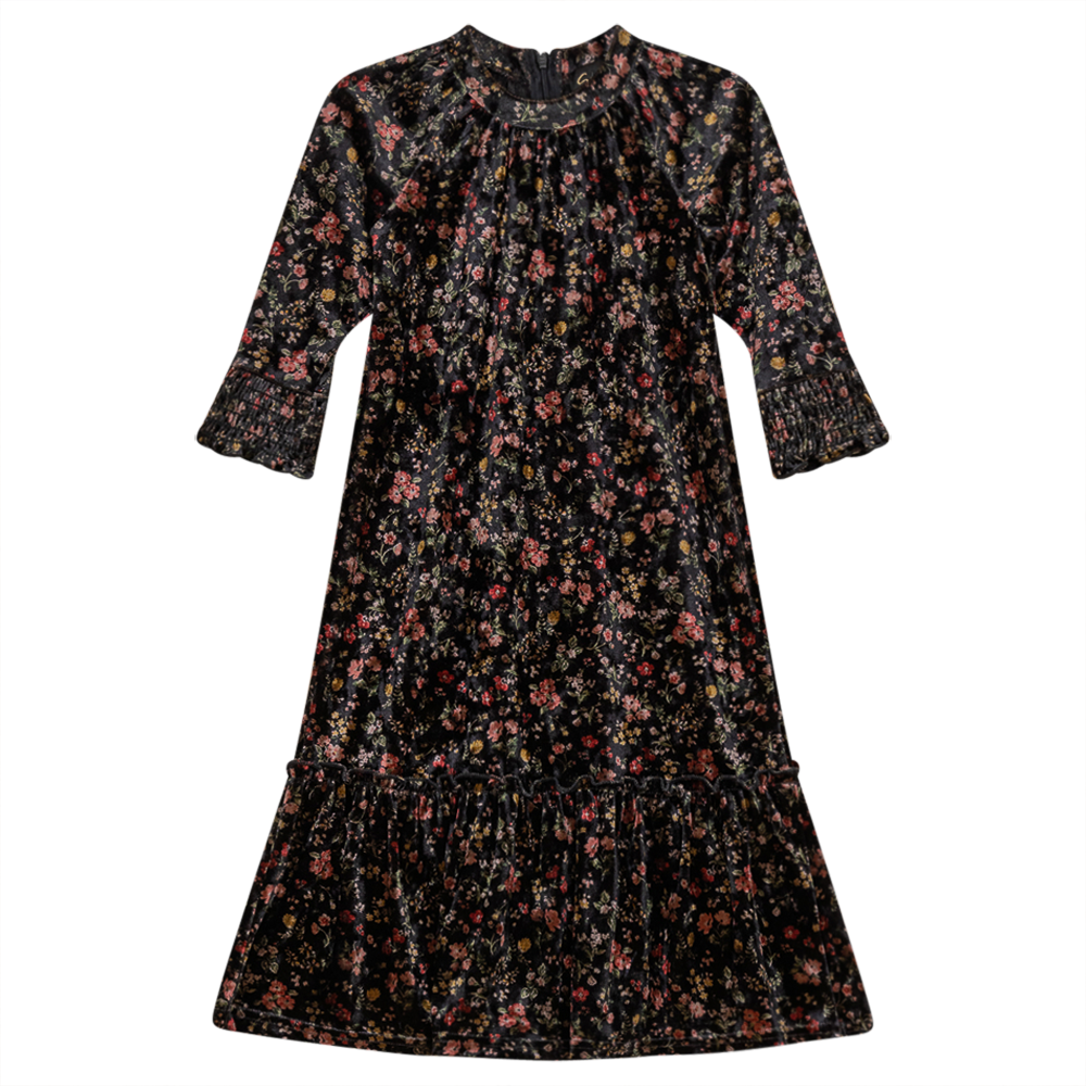 Long Smocked Floral Printed Dress