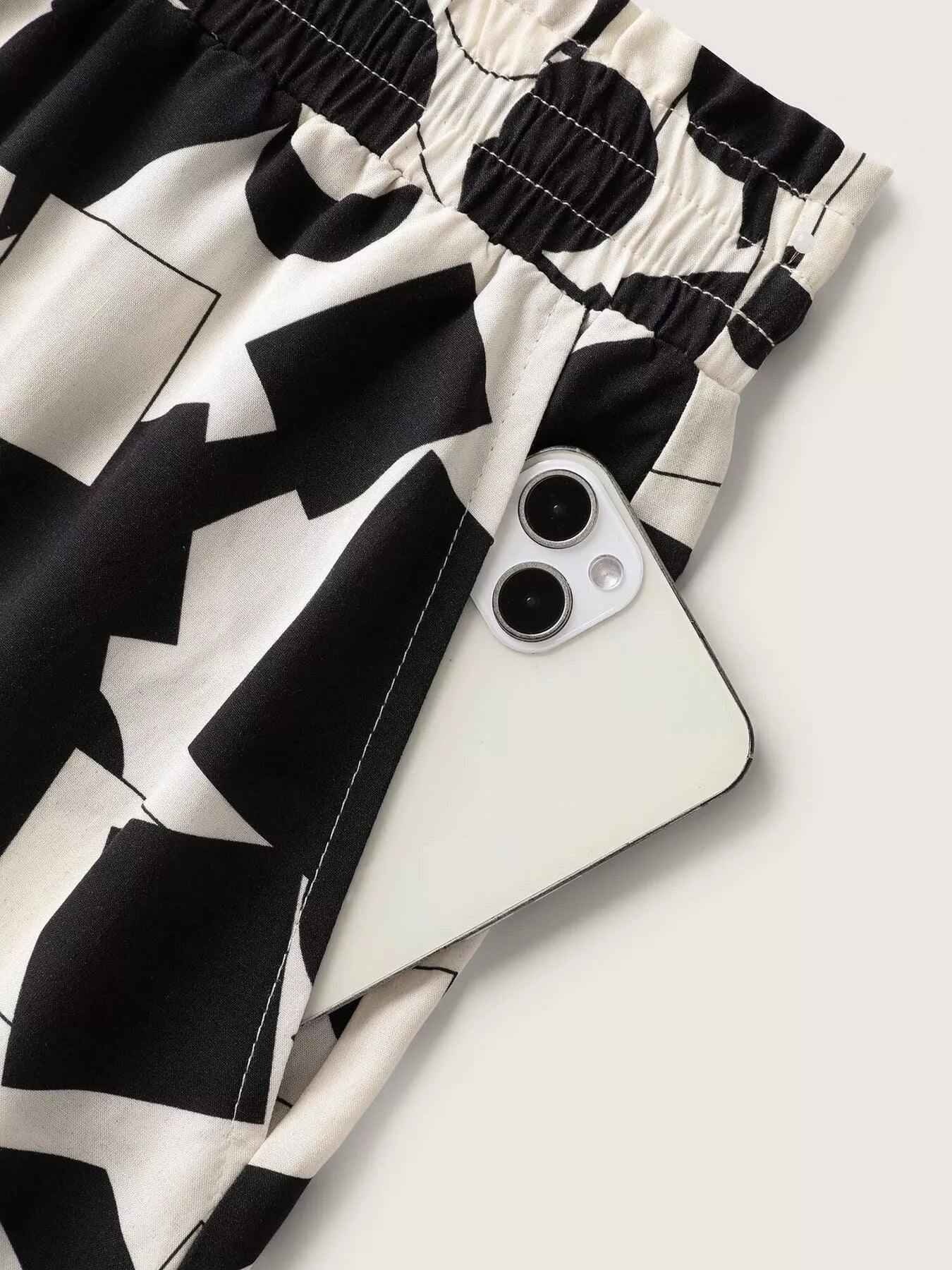 Plus Size Abstract Print Wide Leg Pants