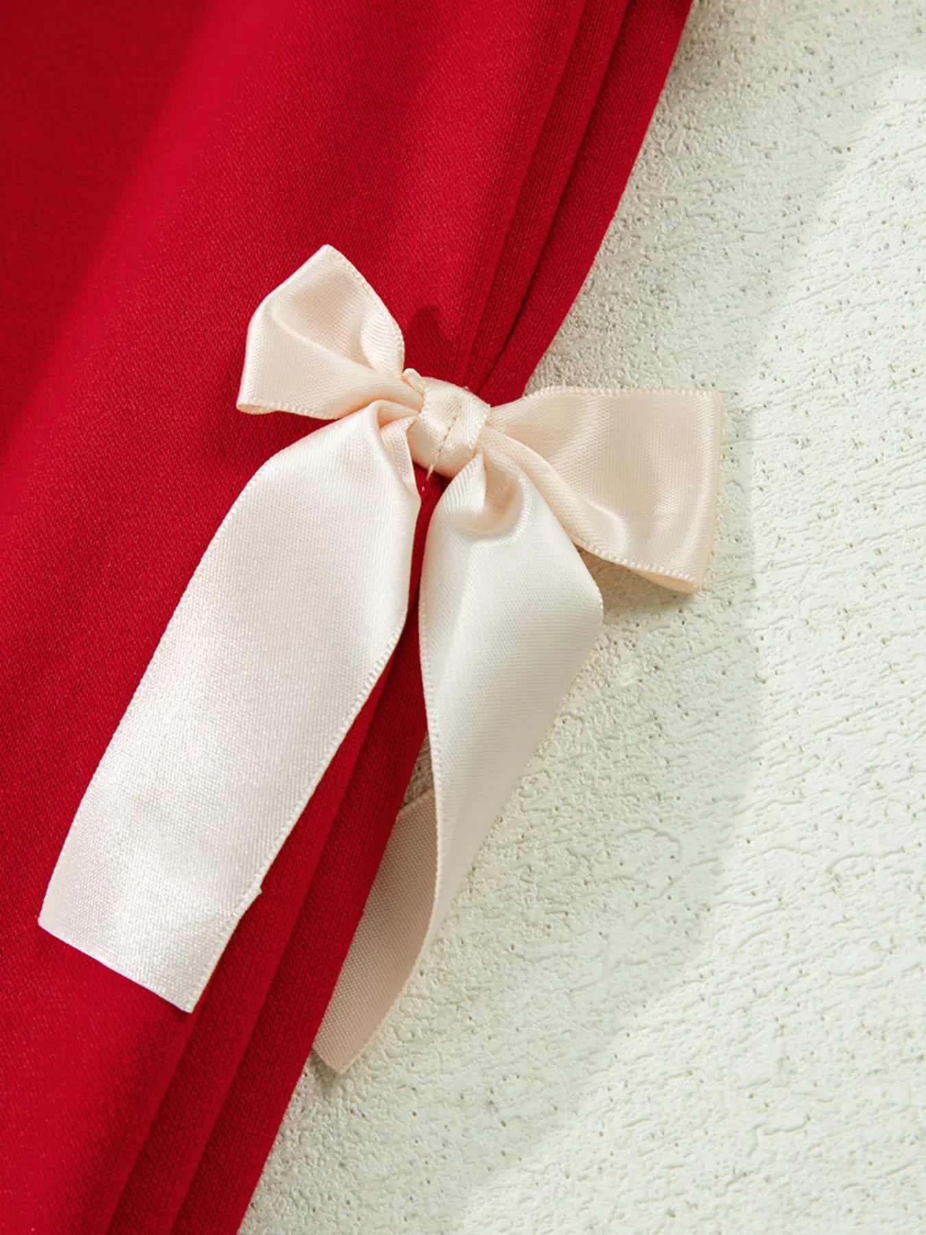 Striped Collar Patchwork Satin Bow Sweatshirt and Shorts Set