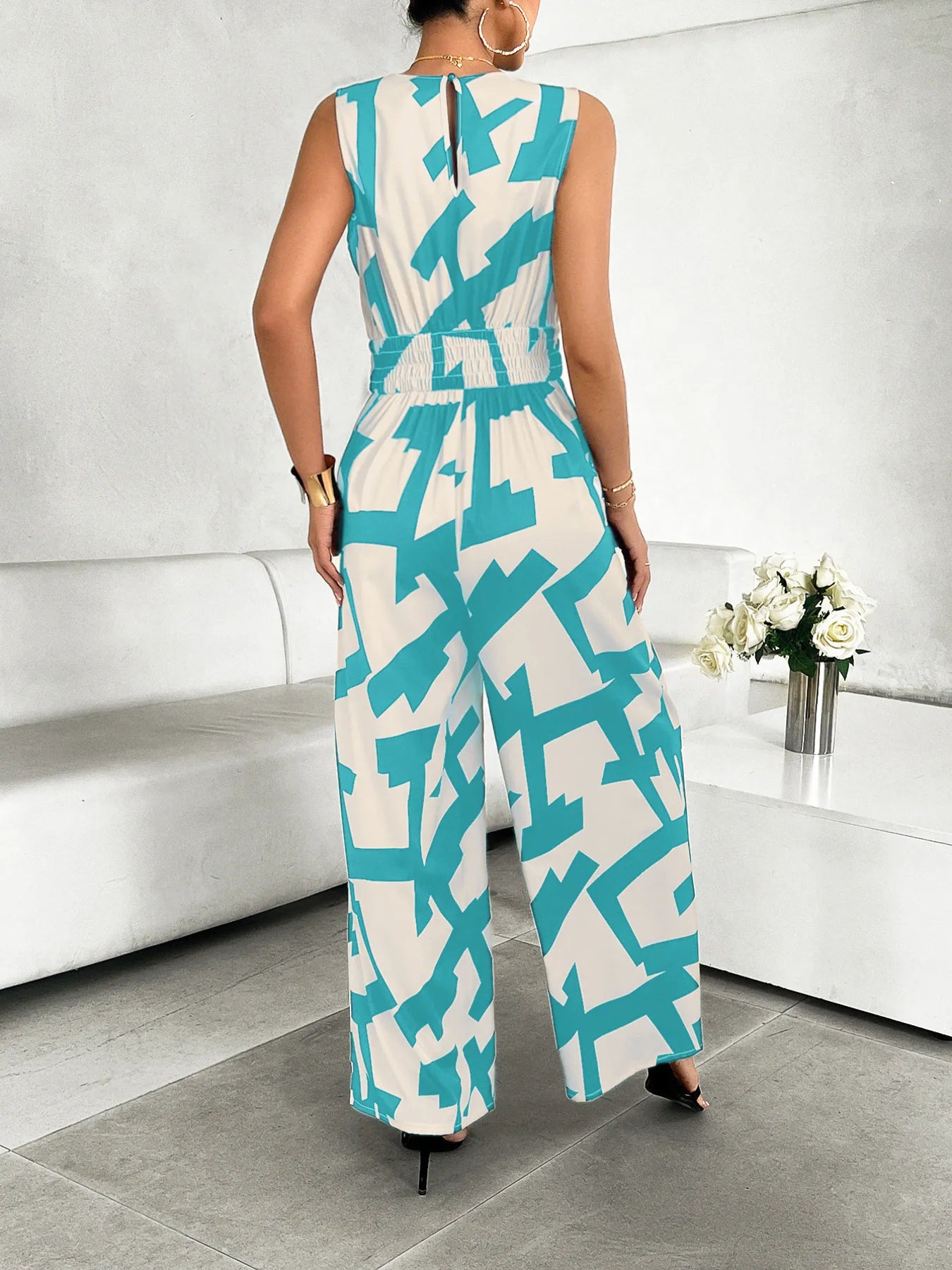 Printed Wide Leg Jumpsuit