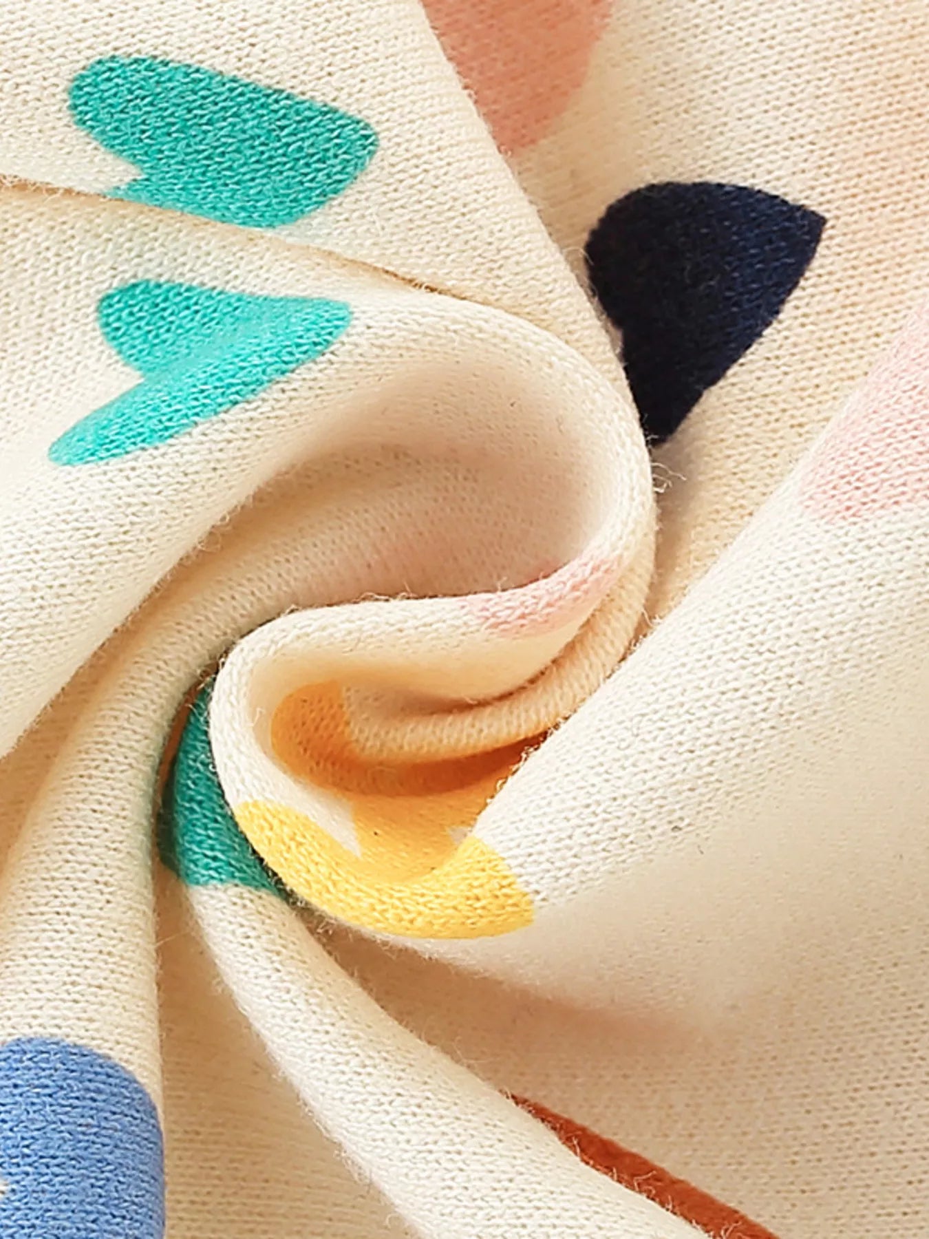 Children's Heart Print Ruffle Hem Long Sleeve Top