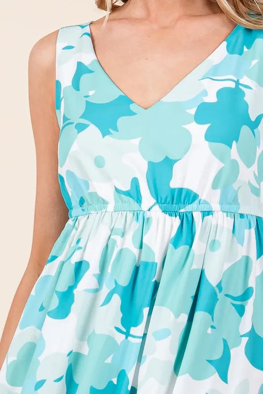 Lime 'N' Chili Sleeveless Floral Print V-Neck Midi Dress