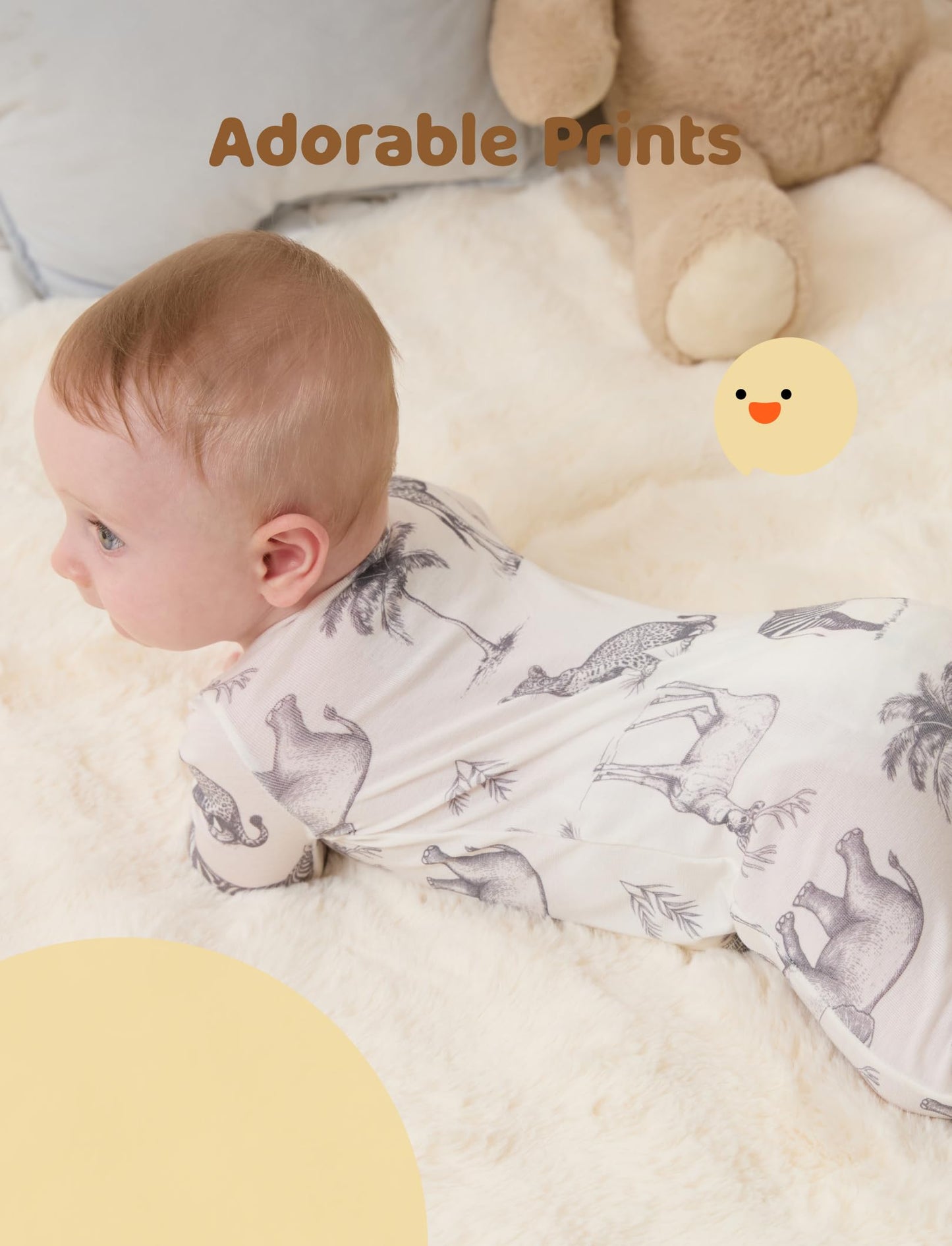 PATPAT Baby Footie Pajamas - Premium Tencel Lyocell & Wool Romper with 2-Way Zipper