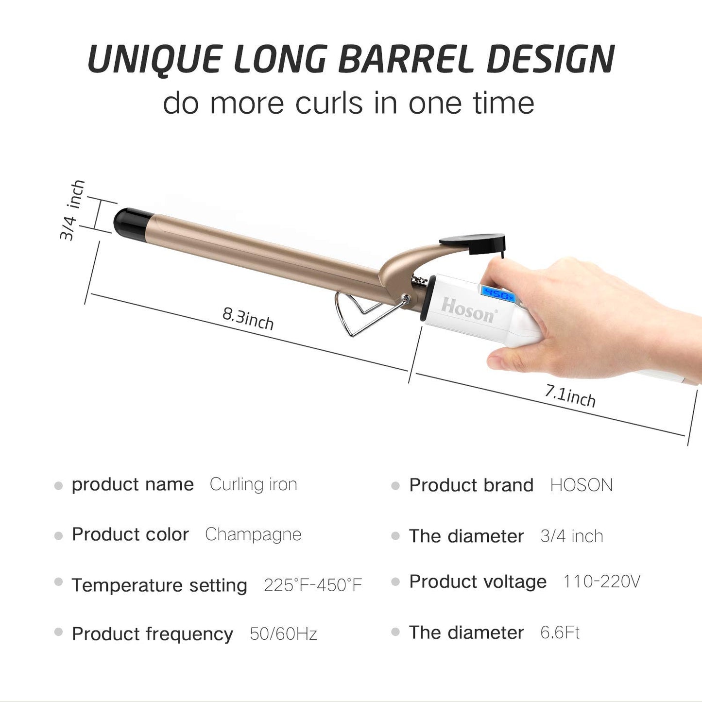 Professional Ceramic Tourmaline Curling Iron 3/4 Inch - Hair Curler with Heat Protection