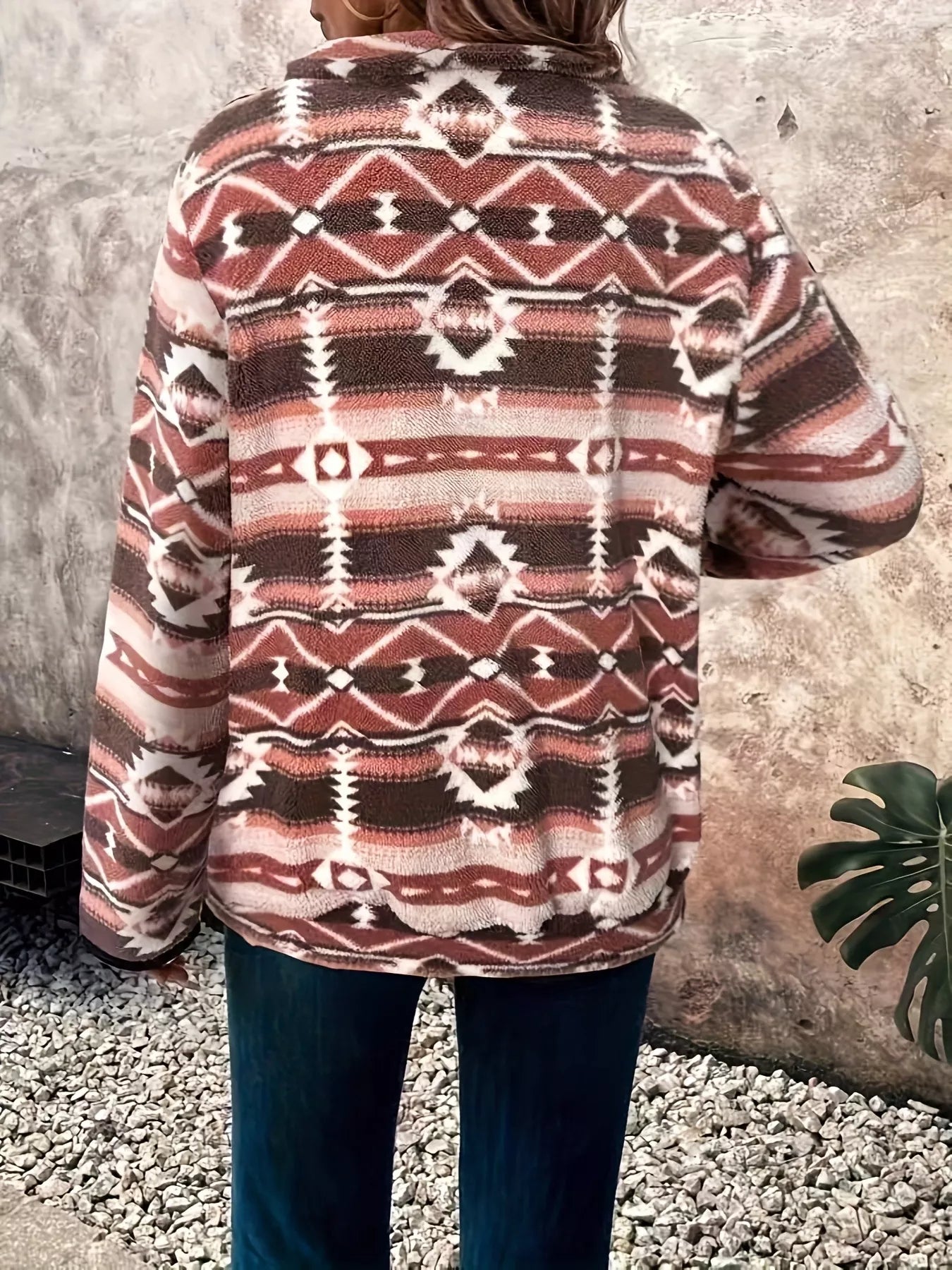 Geometric Half Zip Long Sleeve Sweatshirt