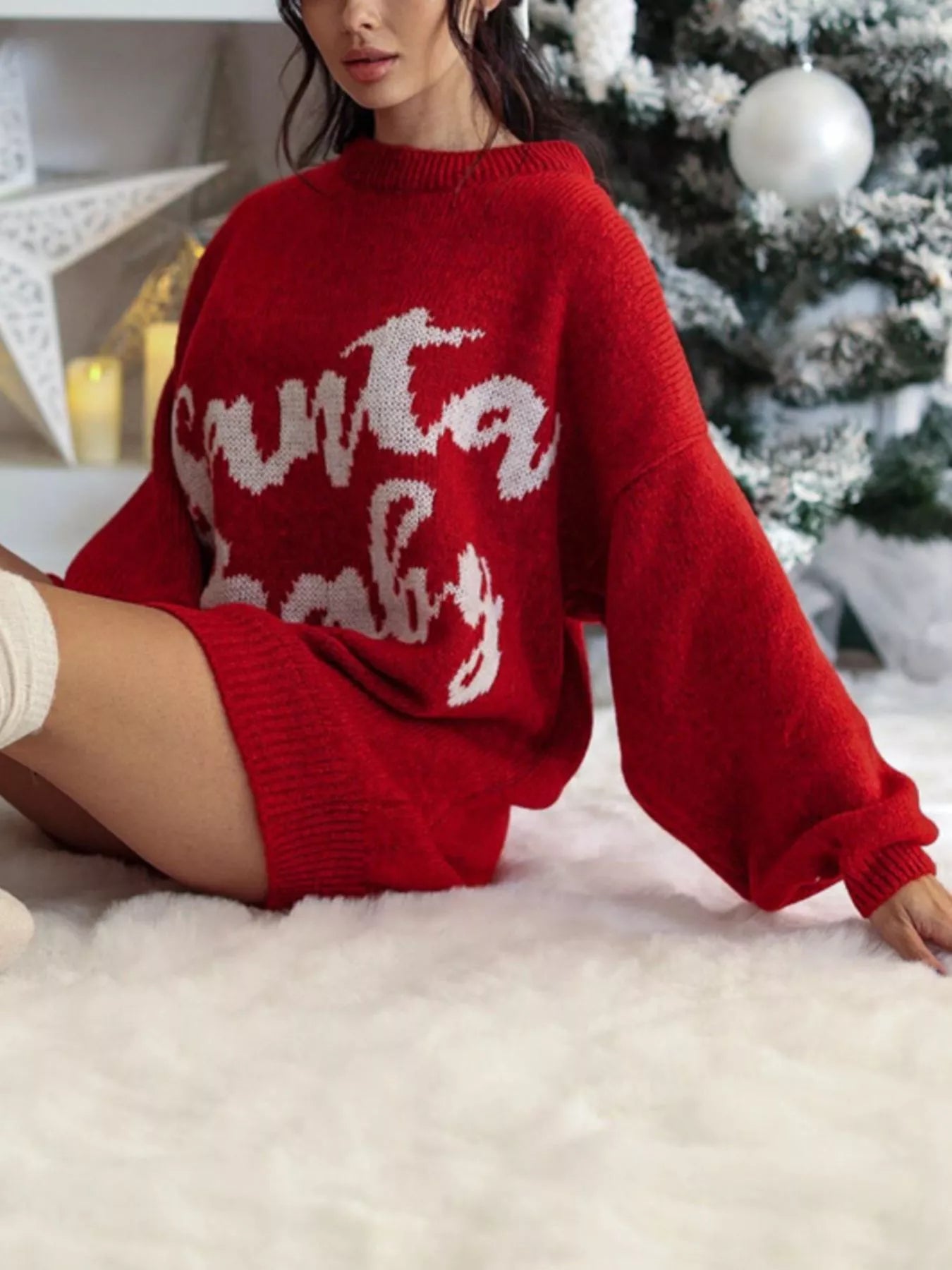 Christmas Letter Oversized Sweater Dress