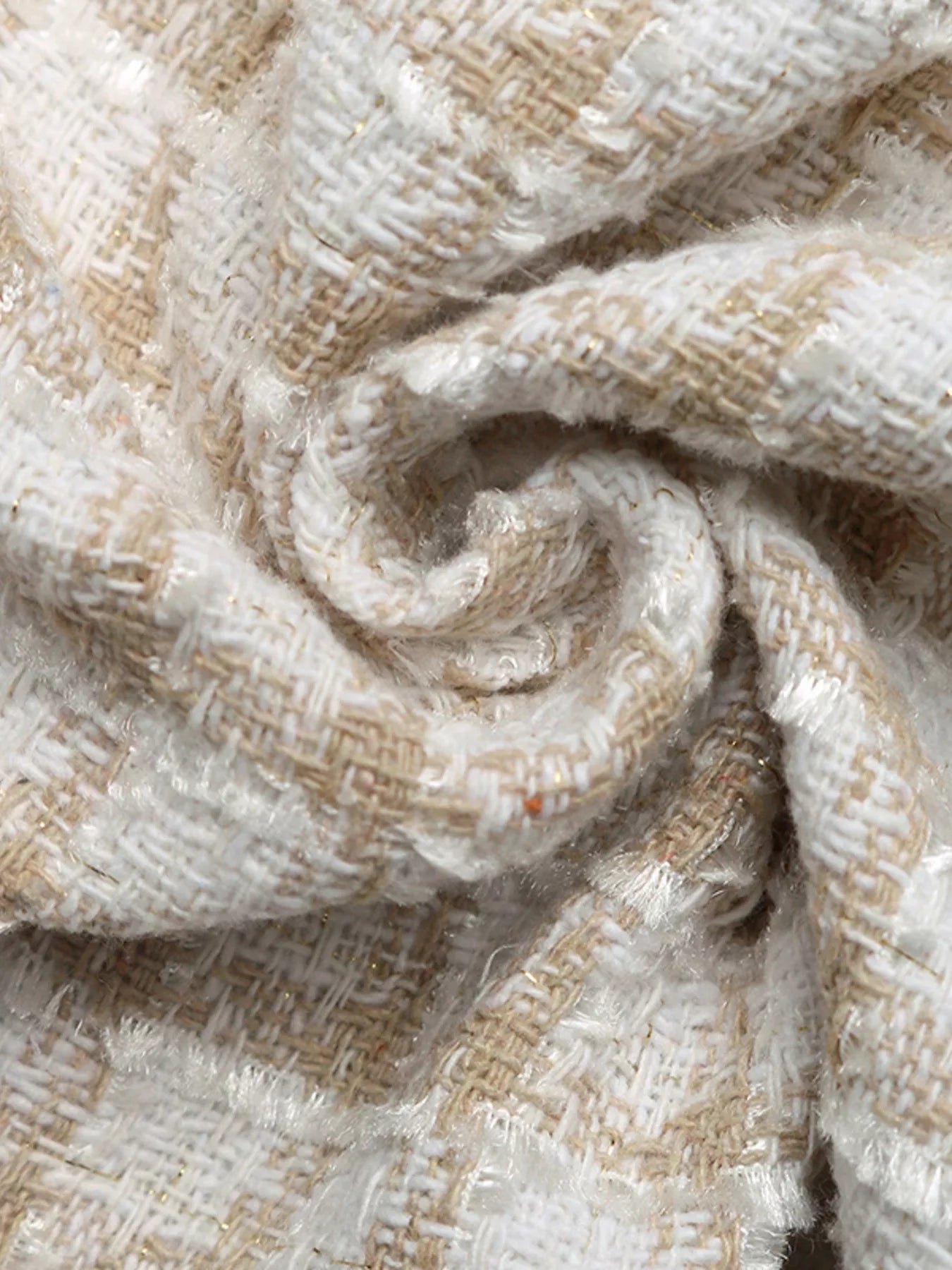 Pearl Trim Button Up Tweed Outerwear