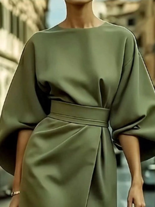 Round Neck 3/4 Sleeve Dress