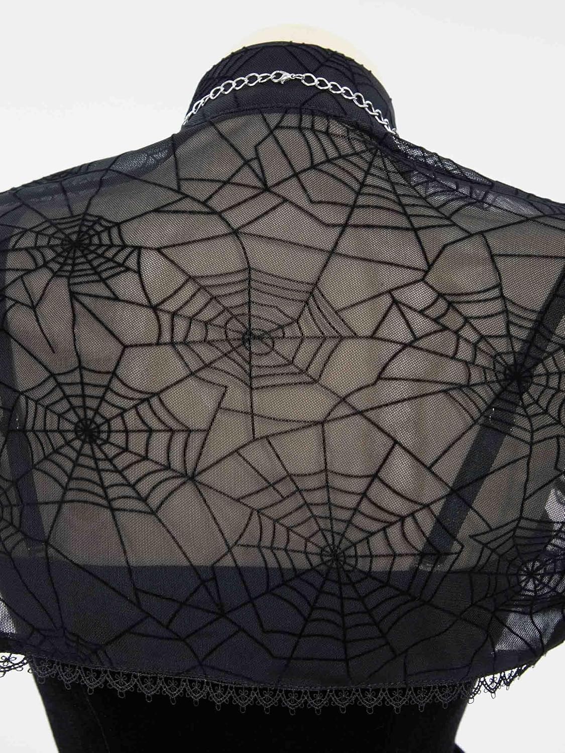 Gothic Vampire Costume - Women's Bodycon Dress with Spiderweb Cloak and Accessories