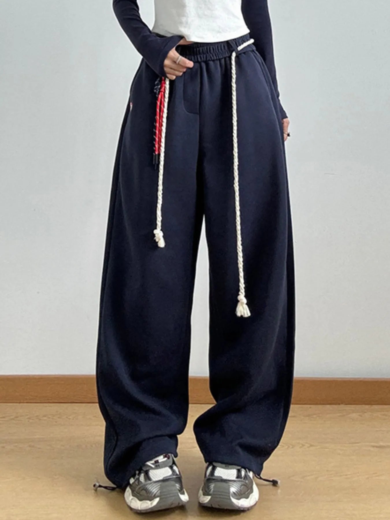 Decorative Rope Detail Casual Pants