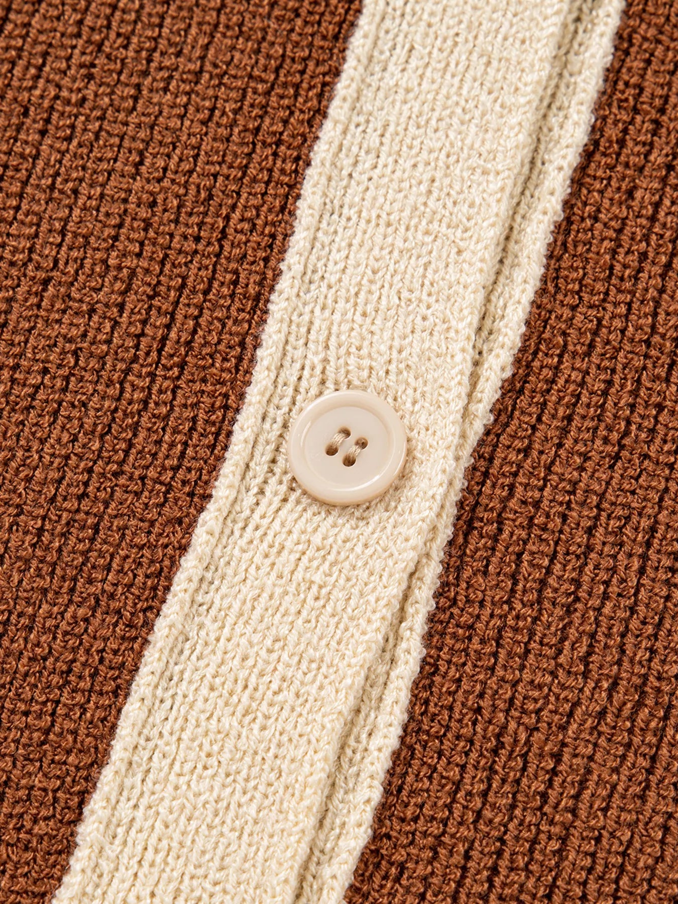 Contrast Knit V Neckline Cardigan