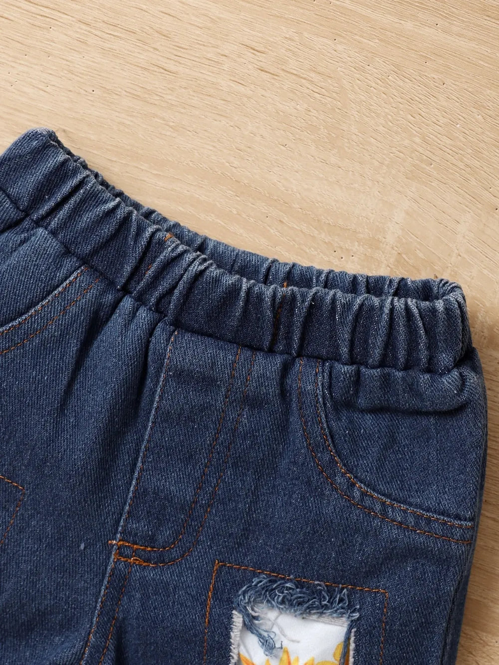 Children's Sunflower Ruffled Short Sleeve Top and Shorts Set