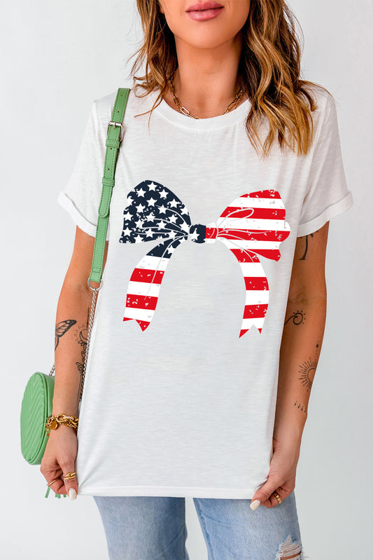 Patriotic Bow Tee White