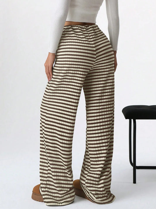 Striped Wide Leg Drawstring Pants