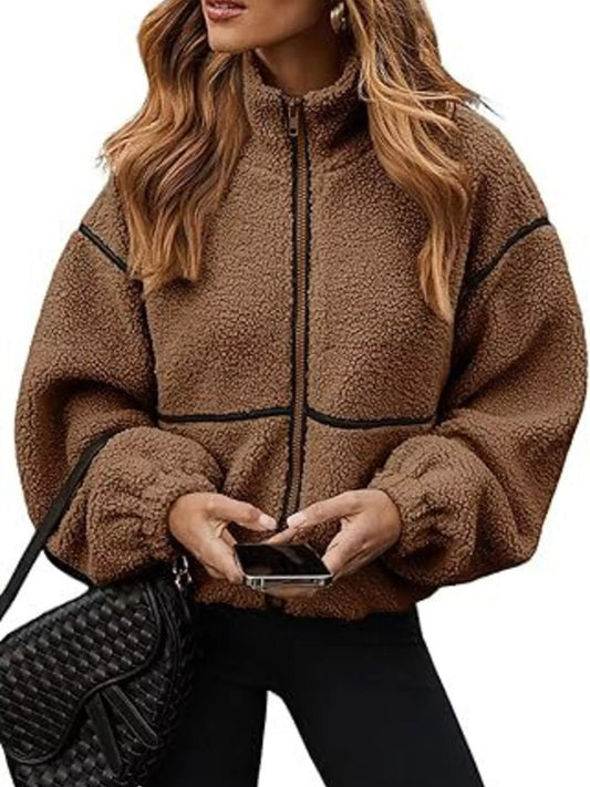 Cozy Sherpa Fleece Zip-Up Jacket