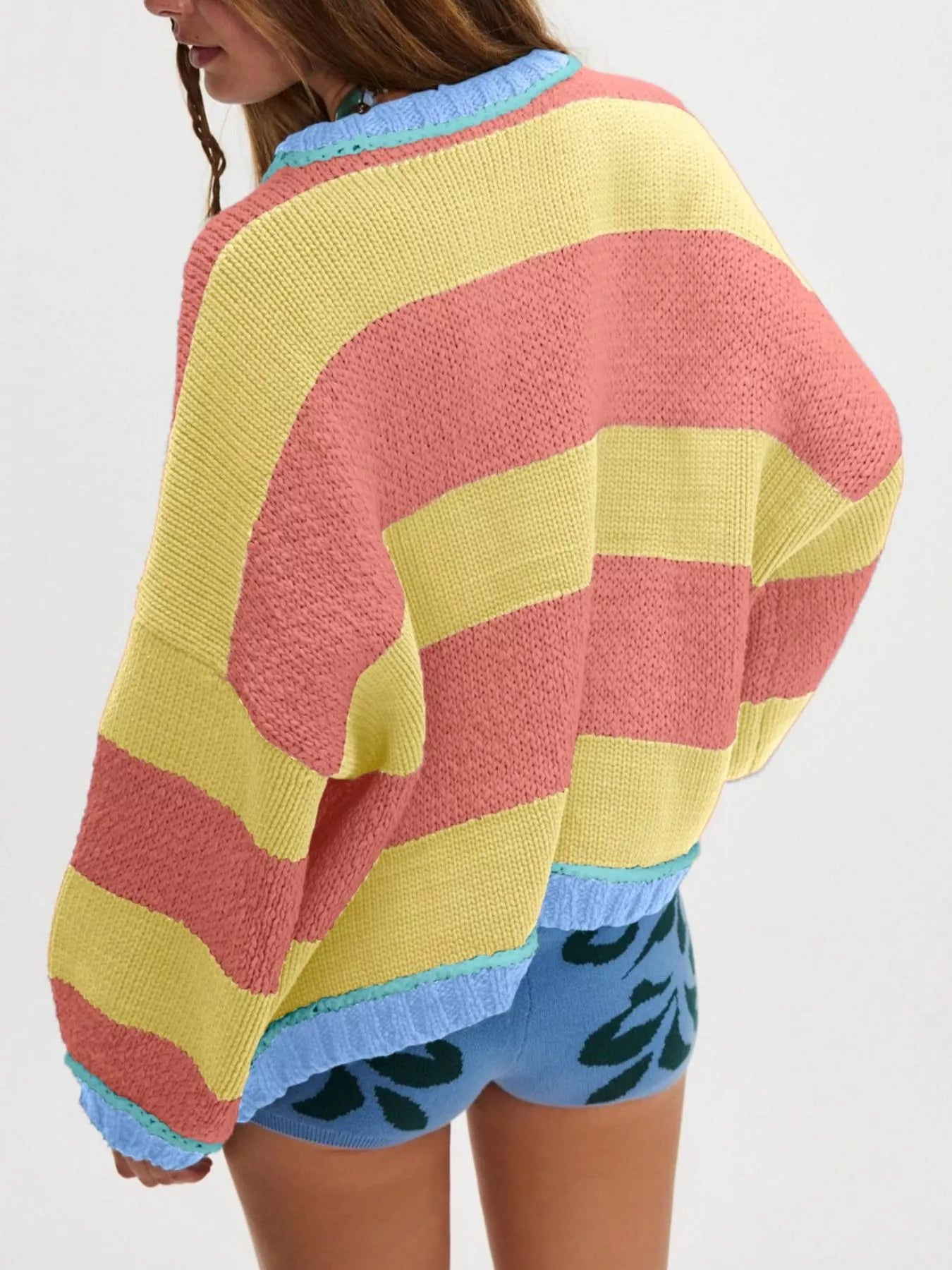 Color Block Round Neck Sweater