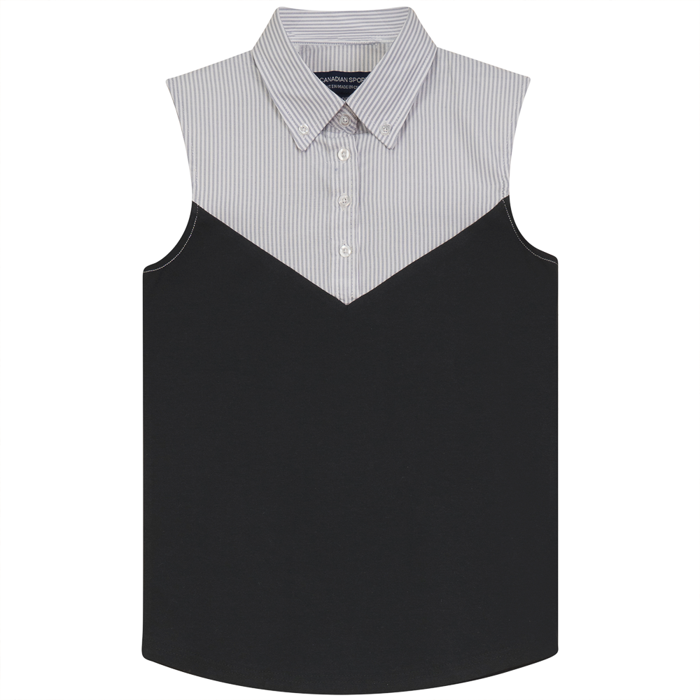 Sleeveless Stripe Shirt White Grey