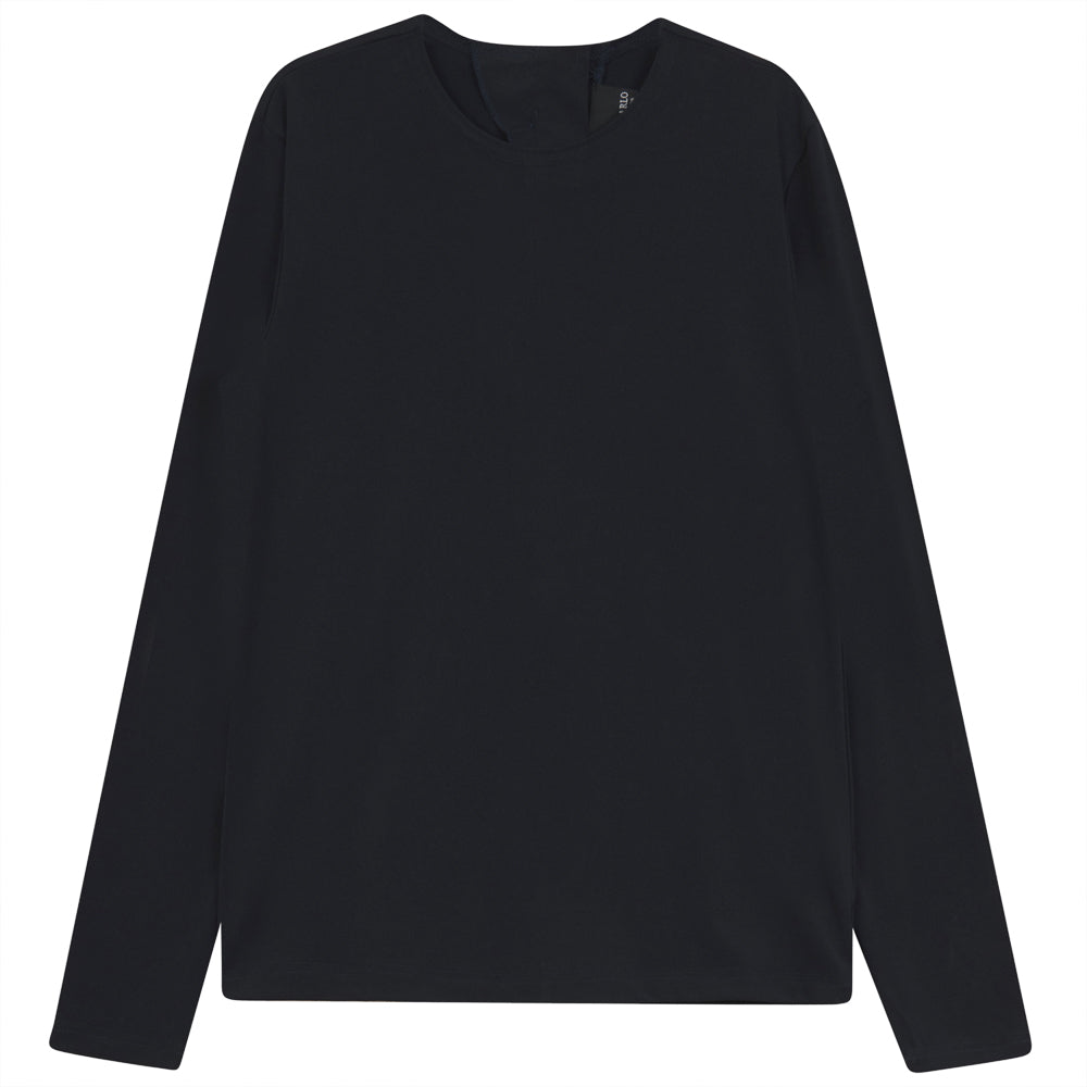 Long Sleeves T-Shirt With Button Dark Navy
