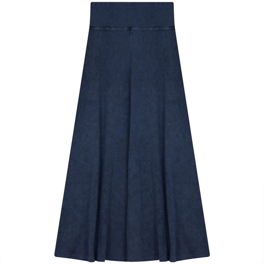 Rib Long Skirt Light Denim Wash