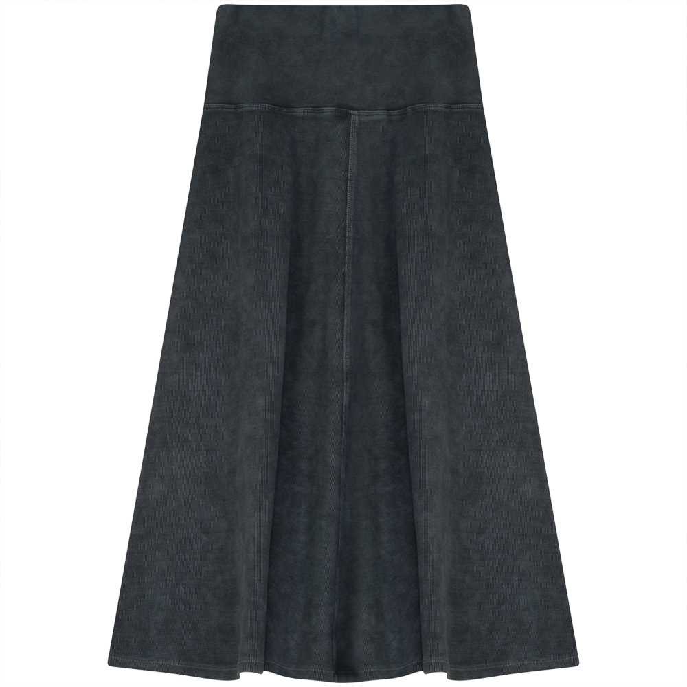 Short Rib Skirt Dark Grey Wash